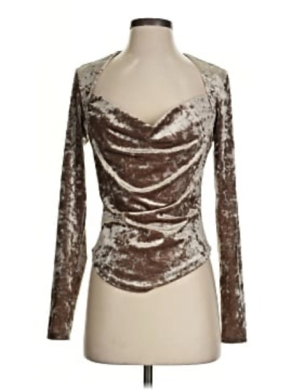Free People Crushed Velvet Drape Neck Long-Sleeve Perfect Date Night Top XS Glam